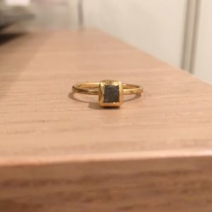 18K hammered gold ring with raw diamond